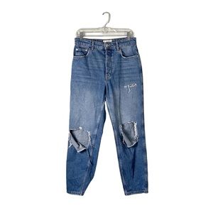 We The Free Free People Boho Casual Distressed High Rise Button Fly Jeans 27